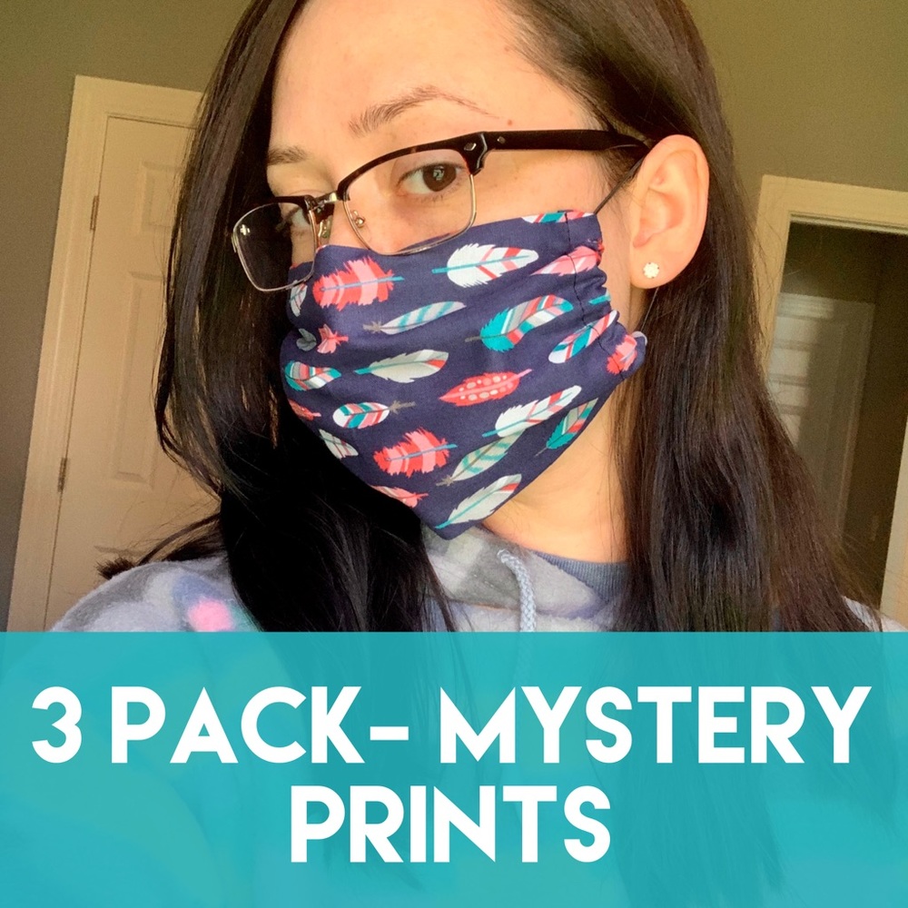 3 Pack Random Print Adult Face Mask